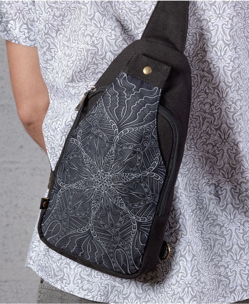 Black Printed Sling bag