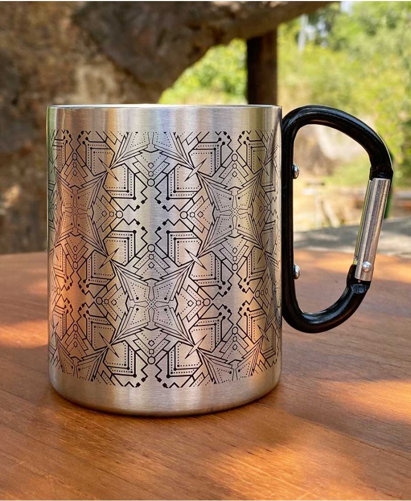 Psychedelic Print Stainless Steel Travel Mug With Clip Handle